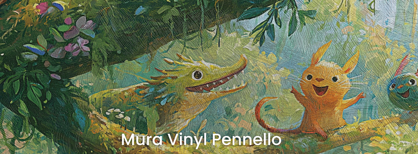 MOSSY BRANCH - tapeta z leśnymi zwierzątkami wśród muchomorów — Mura Pennello