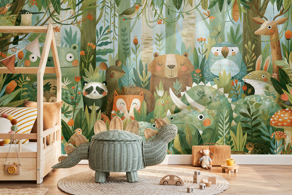 WOODLAND PARADE - tapeta z malowanymi zwierzętami lasu — KIDS — Pokój dziecięcy 10