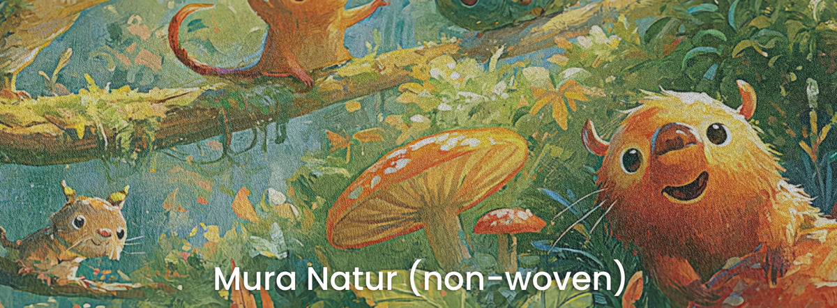 MOSSY BRANCH - tapeta z leśnymi zwierzątkami wśród muchomorów — Mura Natur