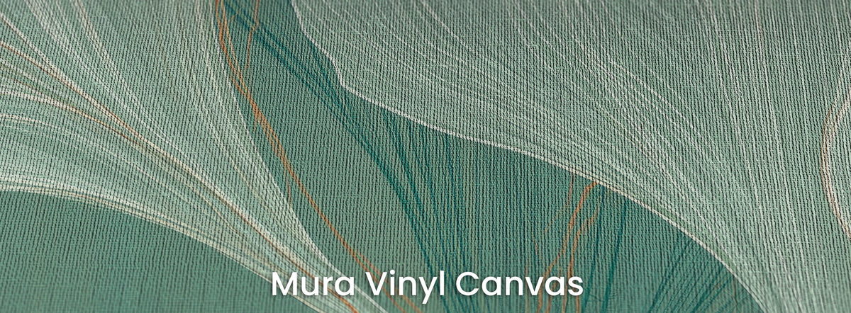 FANFARE sur support Mura Vinyl Canvas – trame de toile dans le fond jade rayé
