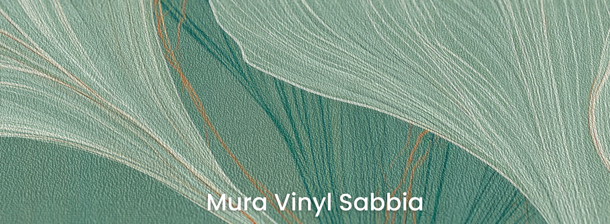 FANFARE sur support Mura Vinyl Sabbia – texture granuleuse sous les fils rouille