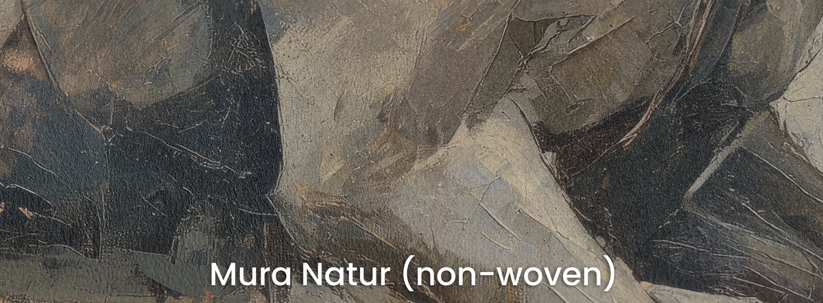 FLINT RUNNER sobre el soporte Mura Natur – sombras grafito y pelaje crema sobre tejido no tejido mate
