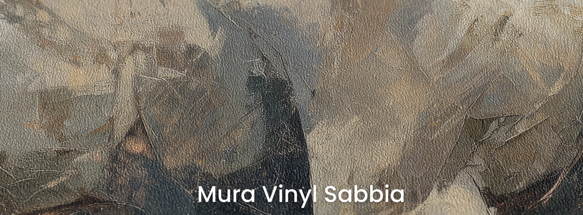 FLINT RUNNER sobre el soporte Mura Vinyl Sabbia – costado claro del caballo sobre grano grueso de arena