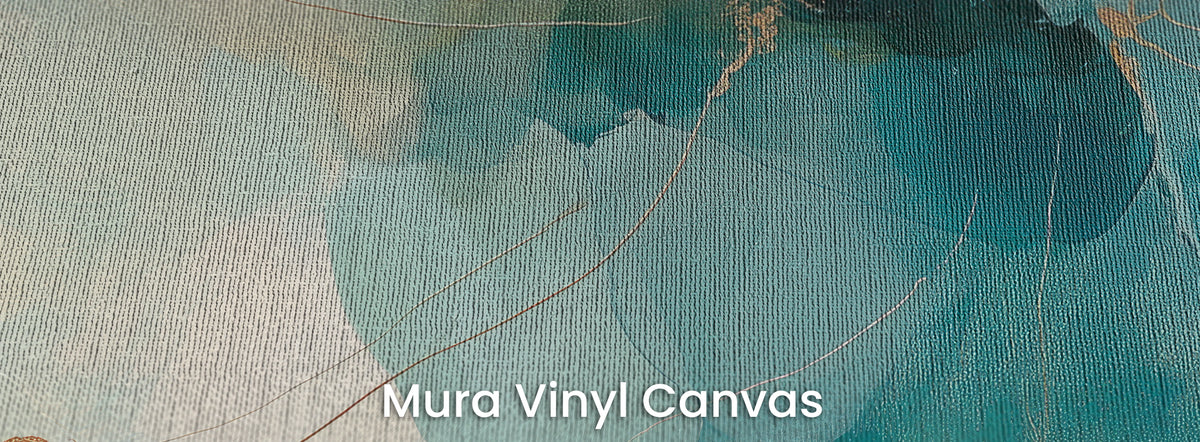 FLOATING ANEMONES na podłożu Mura Vinyl Canvas: przejrzyste płatki i złote nitki na fakturze płótna