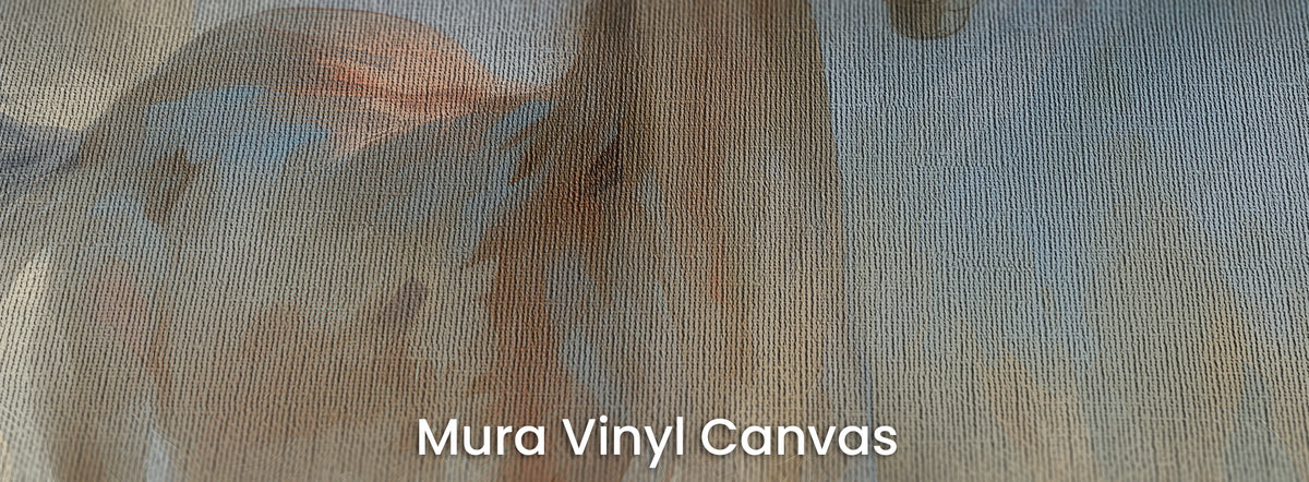 FROSTLIGHT HERD en el soporte Mura Vinyl Canvas: blanco y azul sobre la textura de lienzo natural