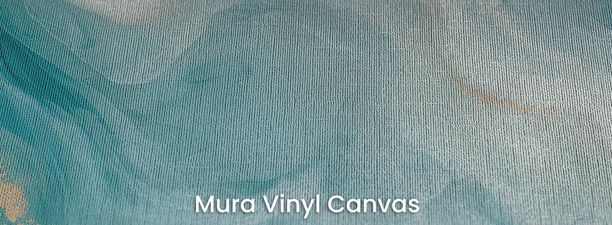 GLACIAL SILK na podłożu Mura Vinyl Canvas: fale turkusu i bieli na fakturze płótna