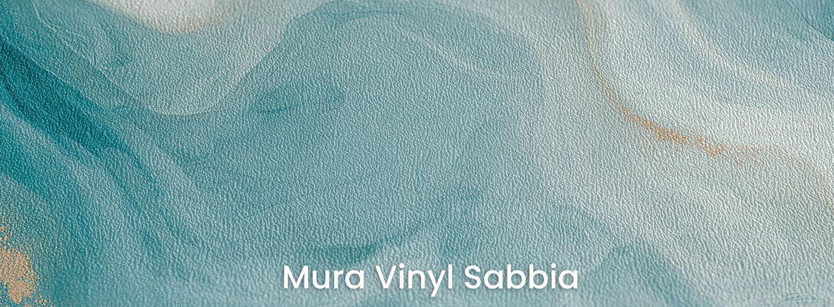 GLACIAL SILK na podłożu Mura Vinyl Sabbia: miękkie fale turkusu na grubym ziarnie piasku