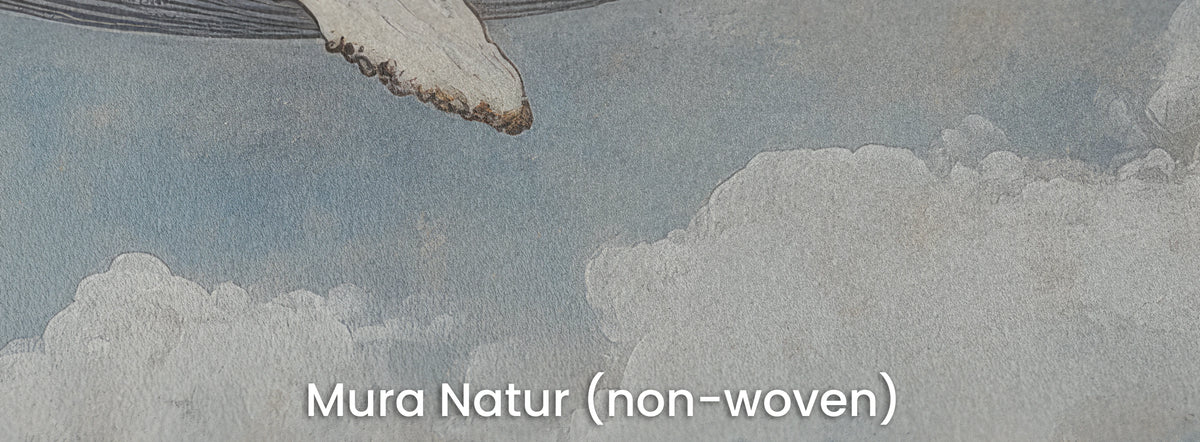 GREY NIMBUS auf dem Trägermaterial Mura Natur: Flossenende über weißen Wolken auf mattem Vlies