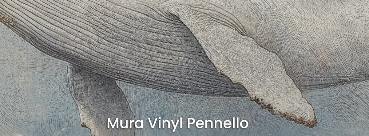 GREY NIMBUS auf dem Trägermaterial Mura Vinyl Pennello: Kehlstreifen und weiße Flosse, Struktur von Pinselstrichen