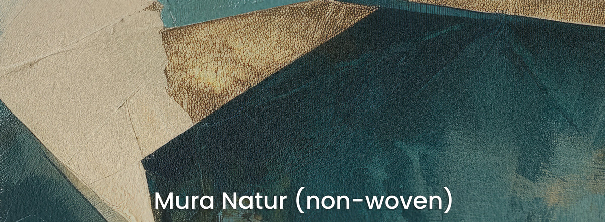 HARBOUR COLLAGE on Mura Natur – matt surface, a gold triangle and a navy-turquoise form