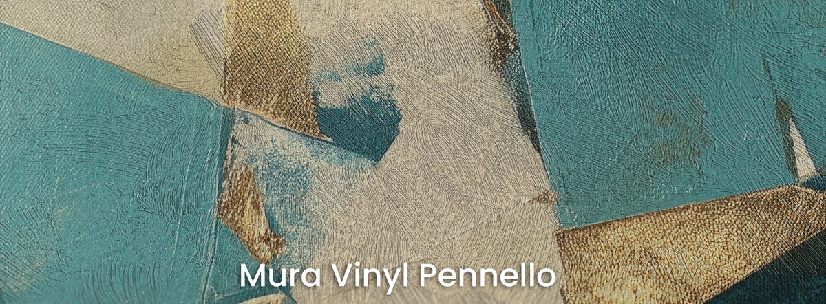 HARBOUR COLLAGE on Mura Vinyl Pennello – brushstroke texture on turquoise, cream and gold