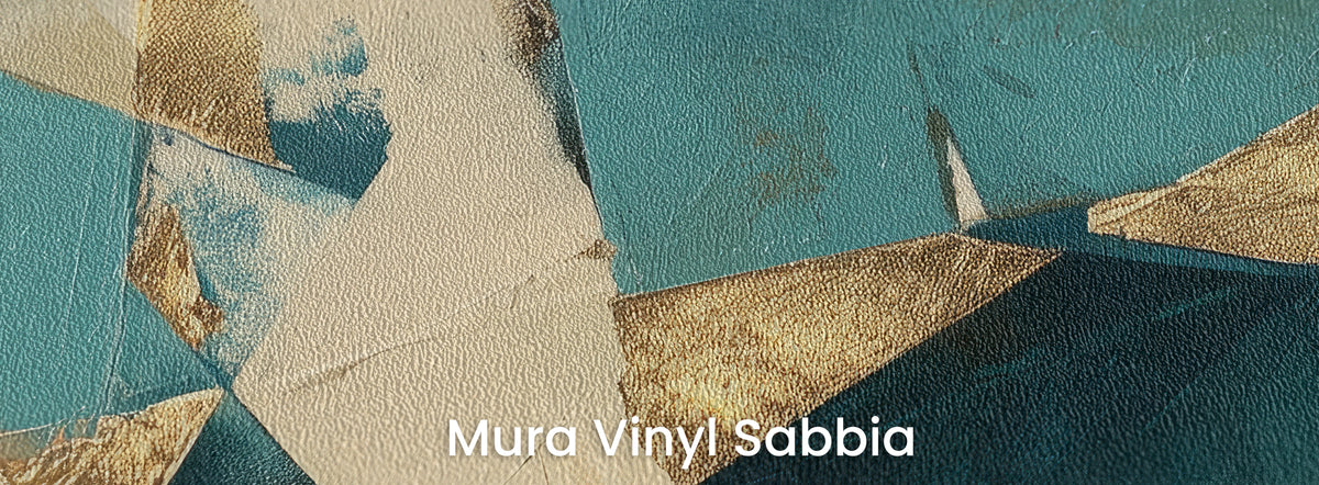 HARBOUR COLLAGE on Mura Vinyl Sabbia – sand grain on a cream plane and a gold triangle