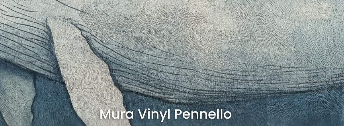 INDIGO NOCTURNE on Mura Vinyl Pennello: fin and belly lines of the whale, brushstroke texture
