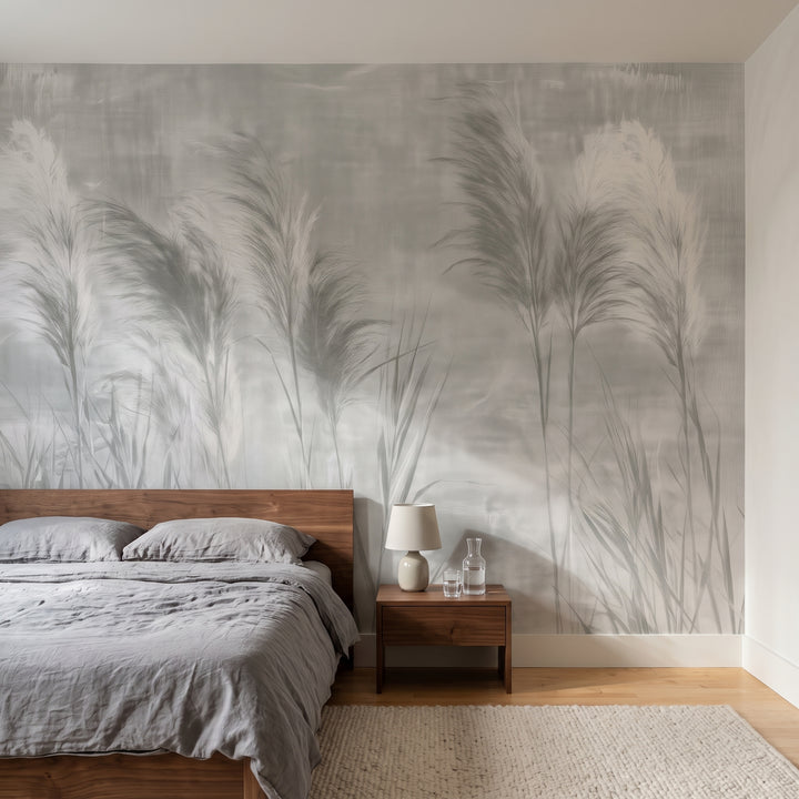 INTERVAL in a bedroom setting in a Montreal greystone, a low walnut bed and bedside table against the wall