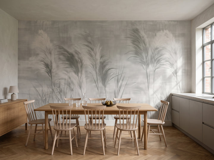 INTERVAL in a kitchen setting in a 1930s Hamburg apartment building, a long oak table with spindle-back chairs against the wall