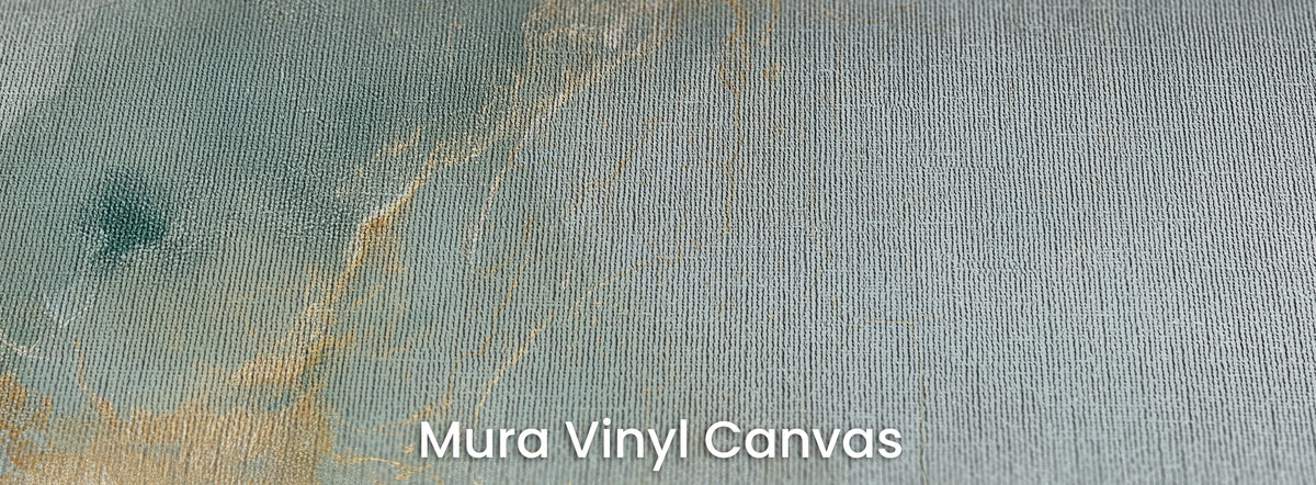 JADE CROSSING sur le support Mura Vinyl Canvas : vert sauge et fines veines dorées sur la trame de toile