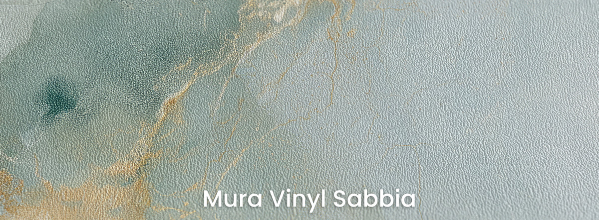 JADE CROSSING sur le support Mura Vinyl Sabbia : ombre verdâtre et or sur un gros grain de sable