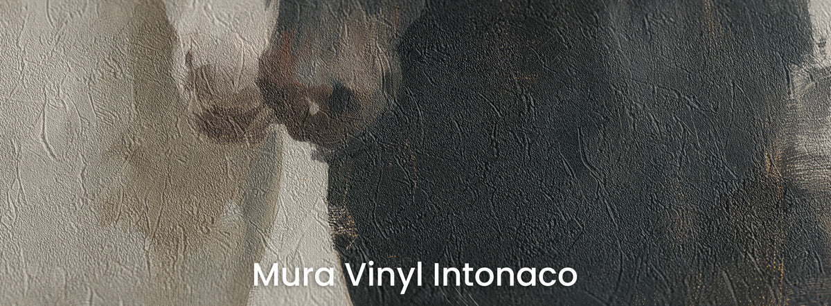 KINDRED PAIR sobre el soporte Mura Vinyl Intonaco – blanco y negro del pelaje sobre textura de revoco fratasado