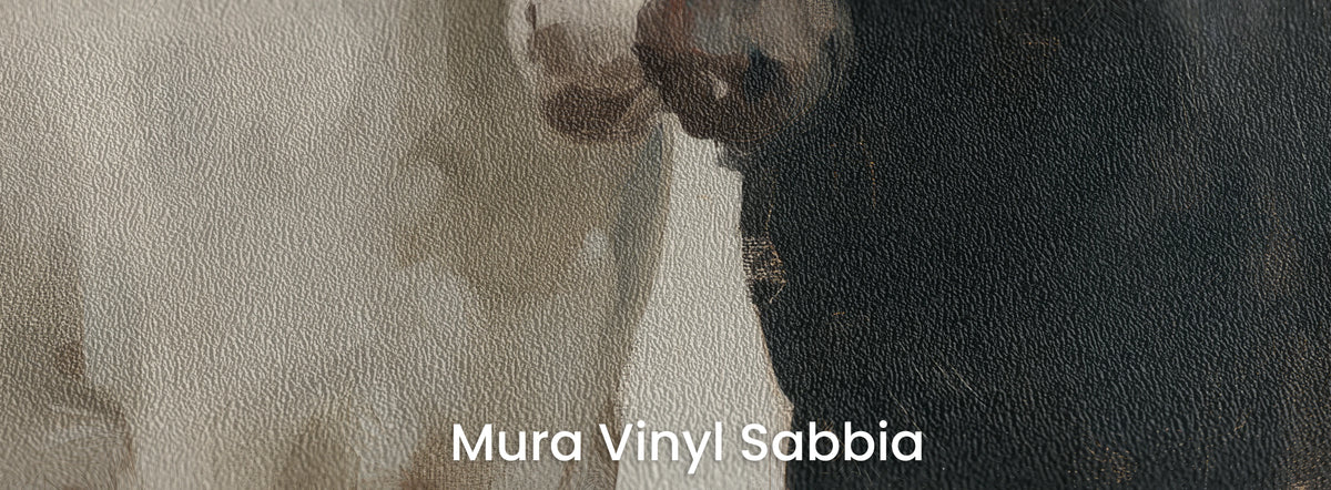 KINDRED PAIR sobre el soporte Mura Vinyl Sabbia – hocicos de los caballos sobre una textura marcada de grano grueso de arena