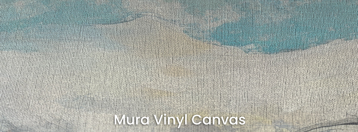 LAGOON LEAP en el soporte Mura Vinyl Canvas: lomo crema de la ballena y mancha de turquesa, textura de lienzo