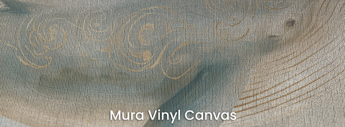 LINEN WHALE sur le support Mura Vinyl Canvas – spirales dorées et stries de la gorge sur trame de toile naturelle