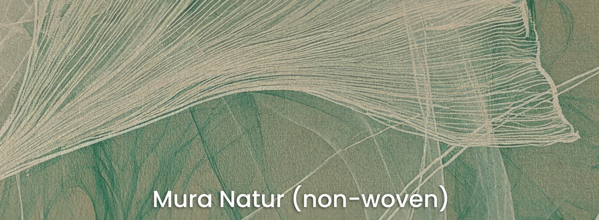 MALACHITE WISP sur support Mura Natur – intissé mat sous une feuille crème et des bandes vertes