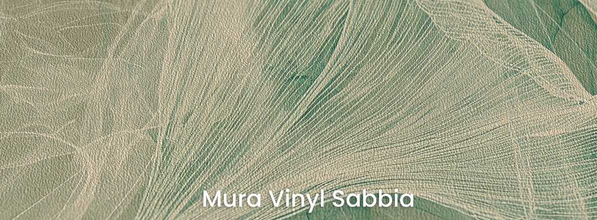 MALACHITE WISP sur support Mura Vinyl Sabbia – texture granuleuse sur les lignes denses de la feuille