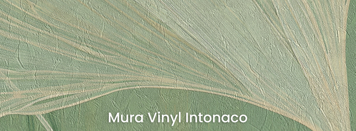 MATCHA BRUSHWORK sur support Mura Vinyl Intonaco – texture d’enduit sur l’éventail clair de la feuille