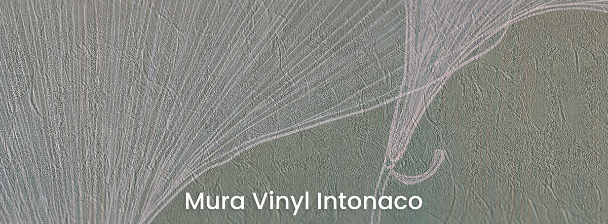 MAUVE SHORE na podłożu Mura Vinyl Intonaco – tynkowa faktura przy zawiniętym ogonku liścia