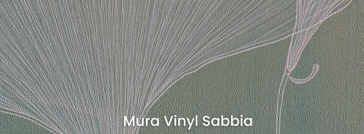 MAUVE SHORE na podłożu Mura Vinyl Sabbia – ziarnista faktura w gęstych liniach wachlarza