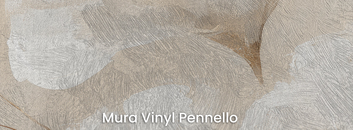 MERINGUE na podłożu Mura Vinyl Pennello – pociągnięcia pędzla na bieli i piaskowym tle