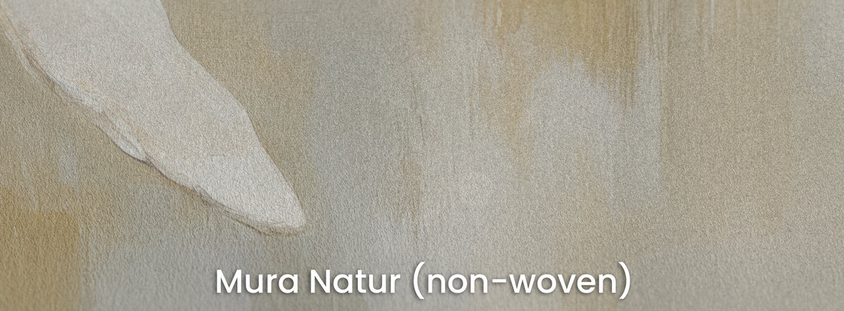 MILK AND HONEY on Mura Natur: the tip of a pale fin and vertical sand-coloured streaks on a matt non-woven