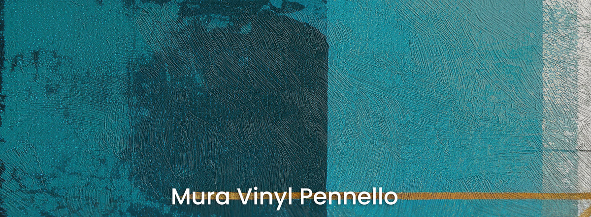 MODERNIST SUNS en el soporte Mura Vinyl Pennello – textura de pinceladas sobre turquesa oscuro