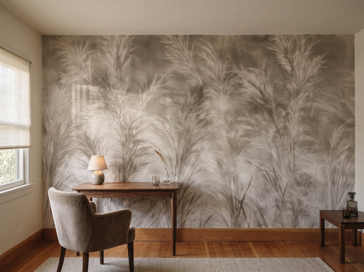 MOTHWING w aranżacji gabinetu w stylu Craftsman z biurkiem z orzecha i fotelem