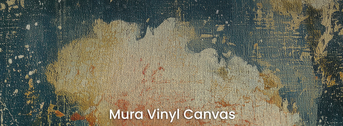 NAVY NOCTURNE on Mura Vinyl Canvas – canvas weave on a cream leaf with coral flecks