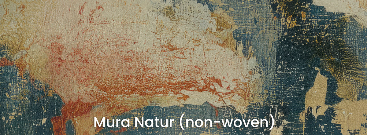 NAVY NOCTURNE on Mura Natur – matt non-woven beneath the coral base of a leaf