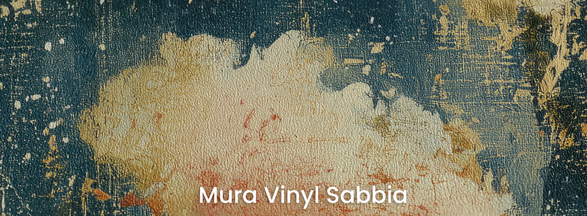 NAVY NOCTURNE on Mura Vinyl Sabbia – grainy texture with rust flecks