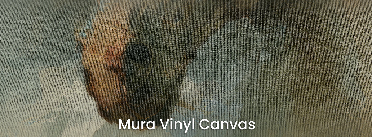 NORTH WIND en el soporte Mura Vinyl Canvas: ollares del caballo sobre la textura de lienzo natural