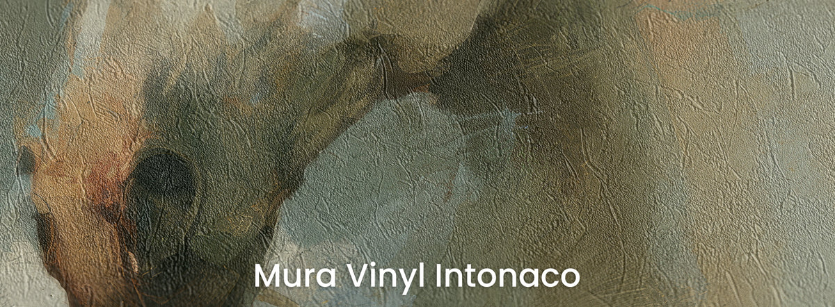 NORTH WIND en el soporte Mura Vinyl Intonaco: hocico y fondo gris azulado sobre la textura de revoco fratasado