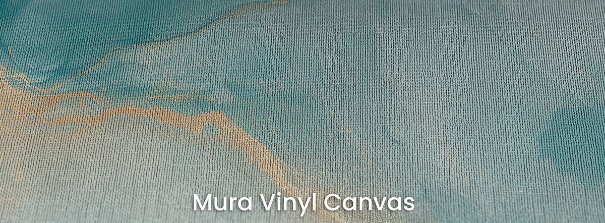 ONYX ESTUARY sur le support Mura Vinyl Canvas : turquoise et veine dorée sur la trame de toile naturelle
