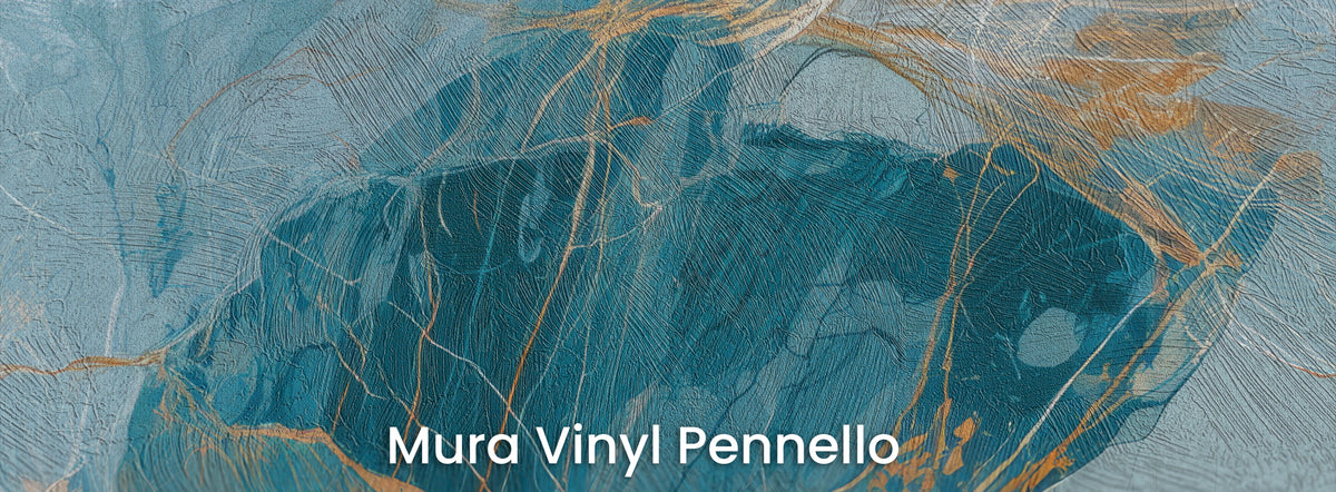 ORGANZA na podłożu Mura Vinyl Pennello – pociągnięcia pędzla na ciemnoturkusowym liściu