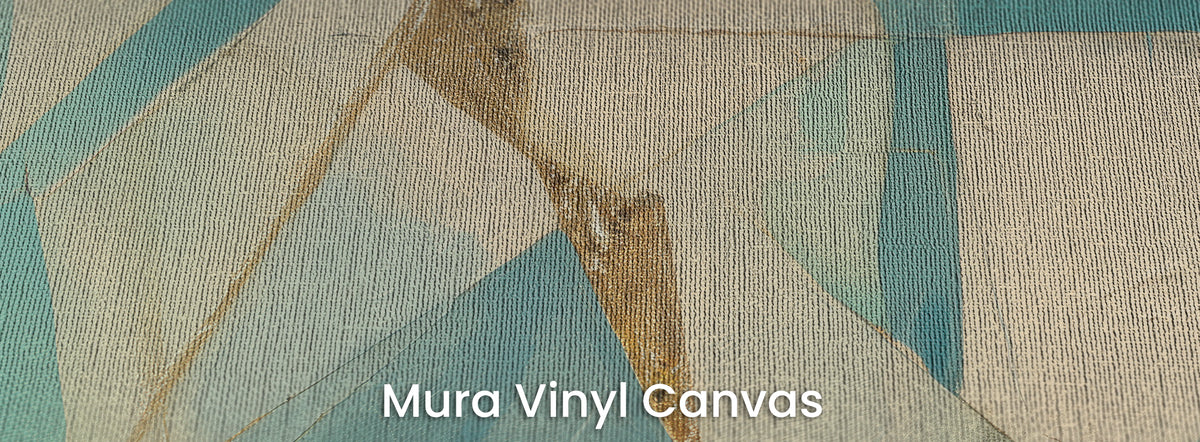 PAPER PRISM na podłożu Mura Vinyl Canvas – splot płótna na kremowych polach i wąskim złotym klinie
