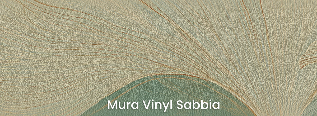 PARCHMENT ZEPHYR na podłożu Mura Vinyl Sabbia – ziarnista faktura na liniach kremowych wachlarzy