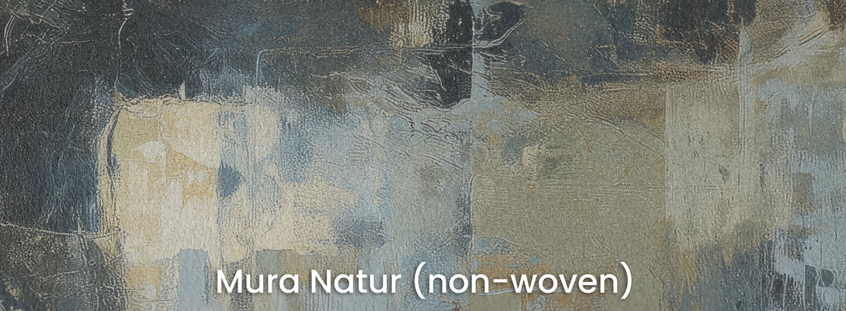 PATINA WALKER auf dem Trägermaterial Mura Natur – cremefarbene und olivgraue Rechtecke auf mattem Vlies