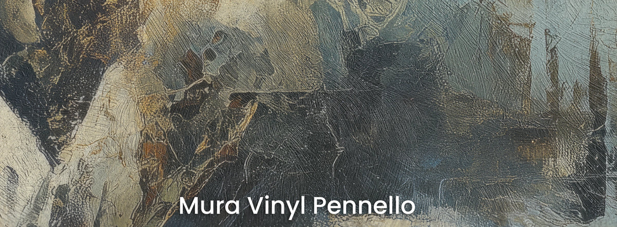PATINA WALKER auf dem Trägermaterial Mura Vinyl Pennello – Graphit und Creme auf der Struktur der Pinselzüge