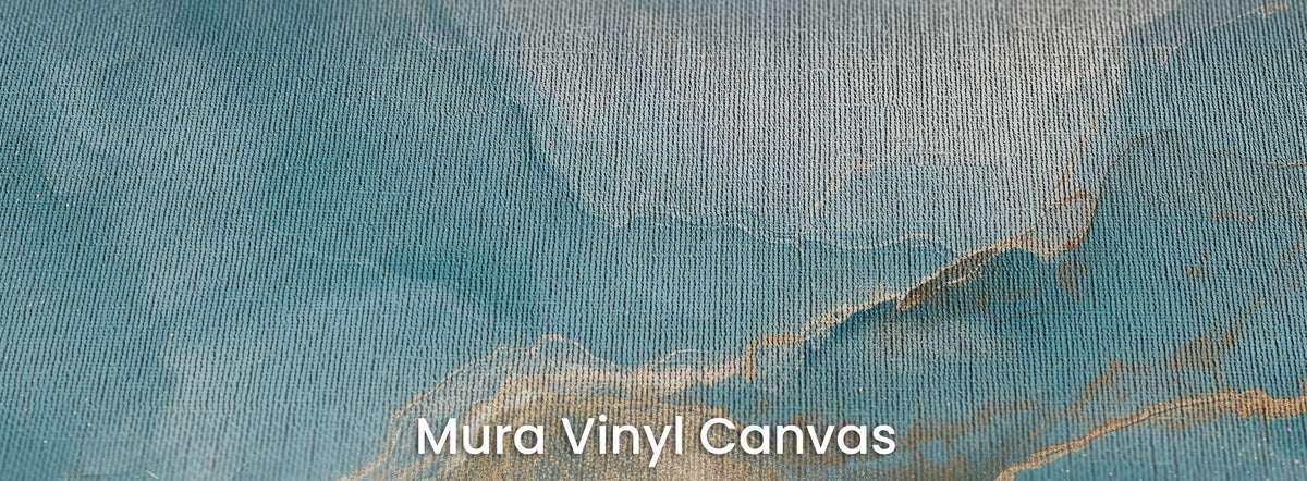 PEACOCK AGATE na podłożu Mura Vinyl Canvas: pawi turkus i złota żyła na splocie płótna
