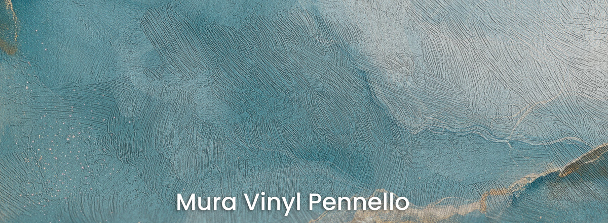 PEACOCK AGATE na podłożu Mura Vinyl Pennello: głęboki turkus z fakturą pociągnięć pędzla