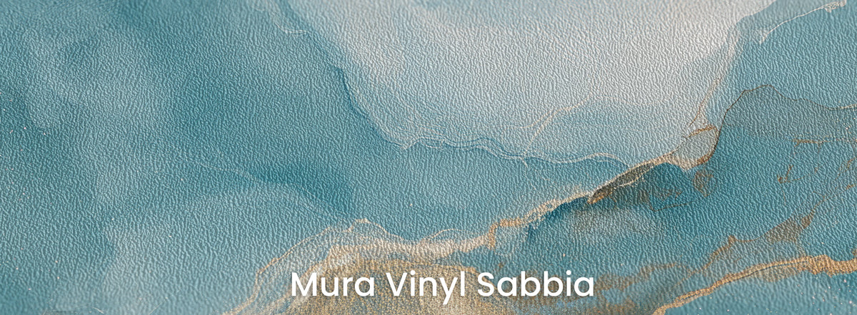 PEACOCK AGATE na podłożu Mura Vinyl Sabbia: turkusowe warstwy na fakturze grubego ziarna piasku