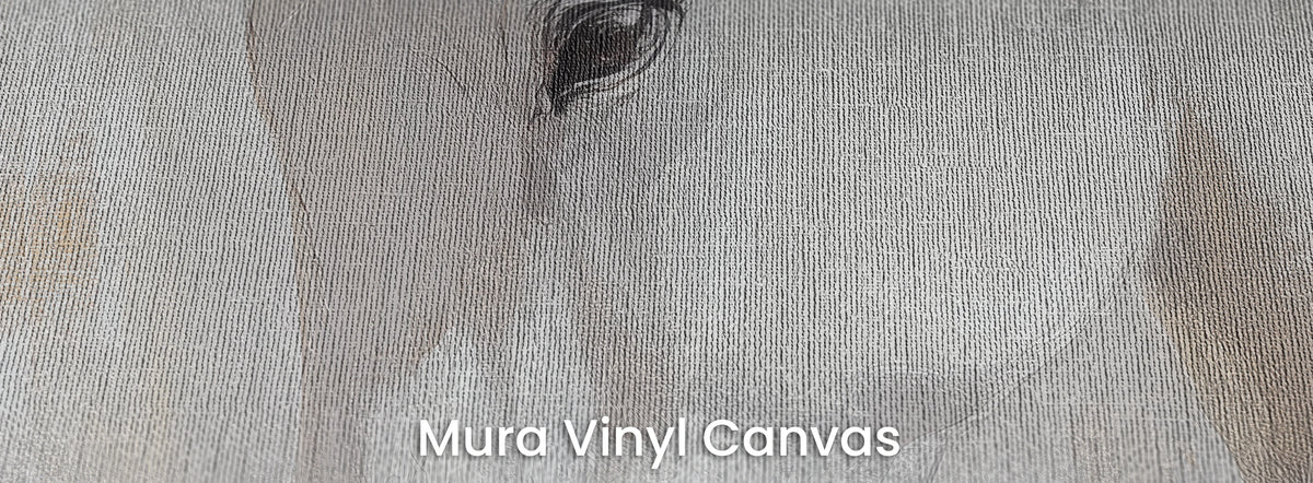 PEARL CURTSY sobre el soporte Mura Vinyl Canvas – blanco y gris en la trama de lienzo natural