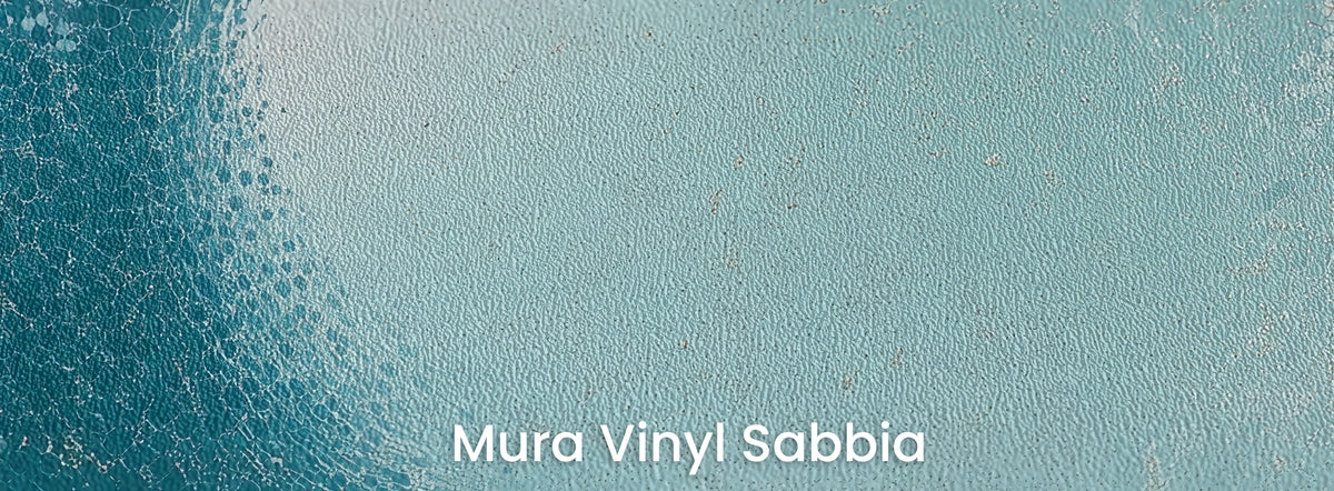 PEARL MAELSTROM sul supporto Mura Vinyl Sabbia: puntini azzurri sulla struttura a grana grossa di sabbia